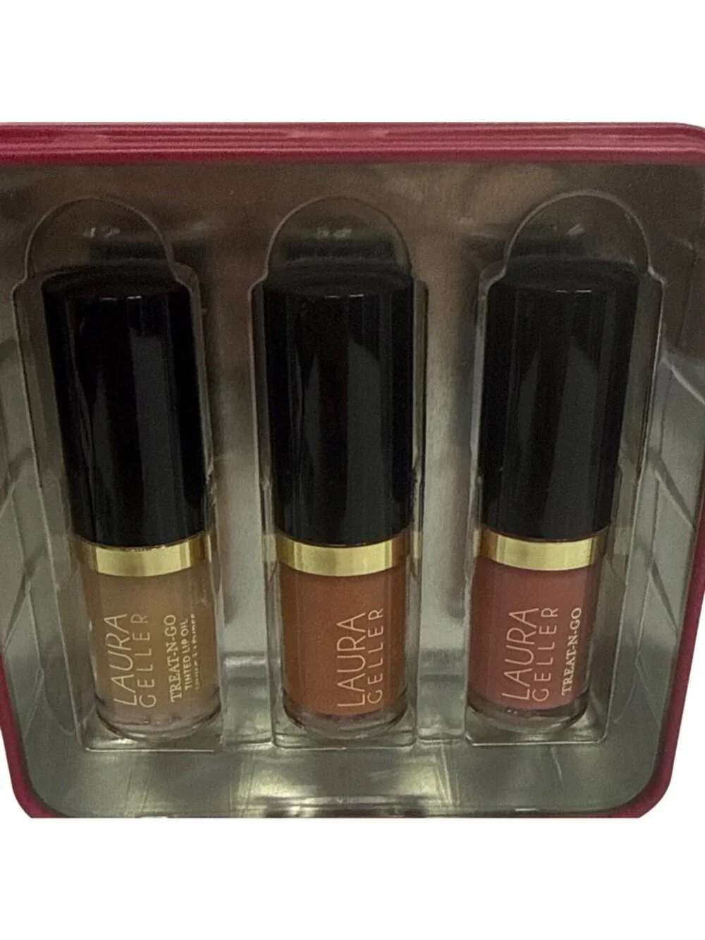 Laura Geller Lip Gloss Set Fast Track Photo Finish Home Stretch 3 Pc Gift Tin